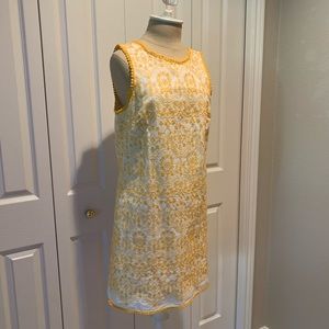 Yellow Embroidered Shift Dress